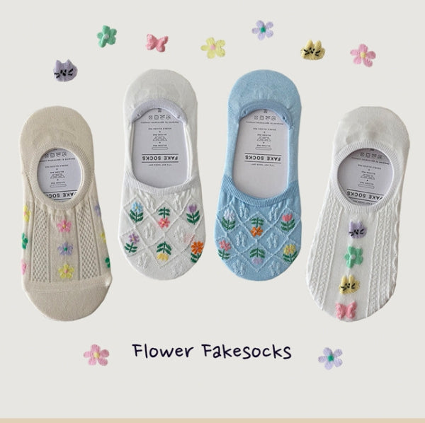 AURACASA  Flower fakesocks 레이스덧신 꽃 페이크삭스 4 Bundle